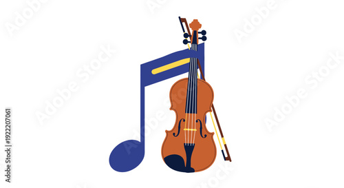 Violin and Musical Note Illustration - Classic Music Concept