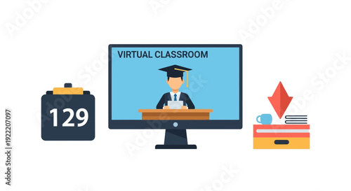 Virtual Classroom Online Learning Education Computer Screen Student Graduation