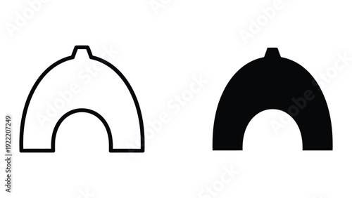 Minimalist Dome or Bell Shape Icon in Outline and Solid Vector