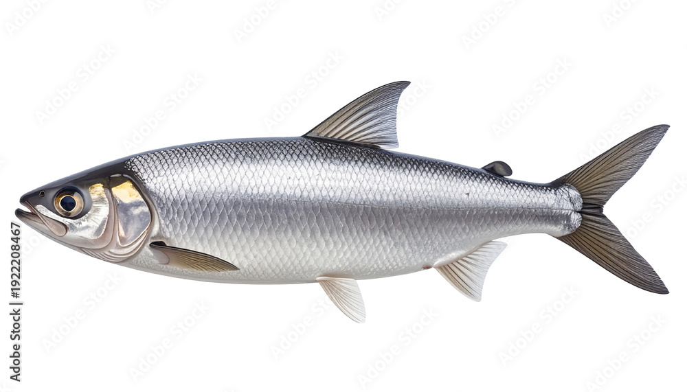 Fototapeta premium Atlantic Herring Fish Side View Isolated on Transparent Background