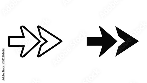 Double Right Arrow Icon for Media Player and Navigation Outline and Solid Style