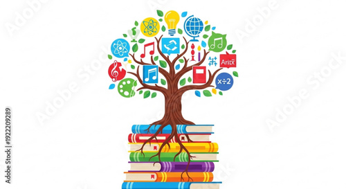 Colorful april fools' day banner with emojis and confetti on pastel background