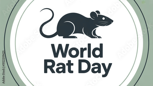 World rat day awareness badge with a black rat silhouette on green background