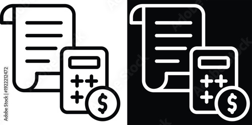 invoice Two-tone version in black and white background