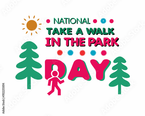 Walking in the Park Vector Illustration, National Outdoor Activity Day Design