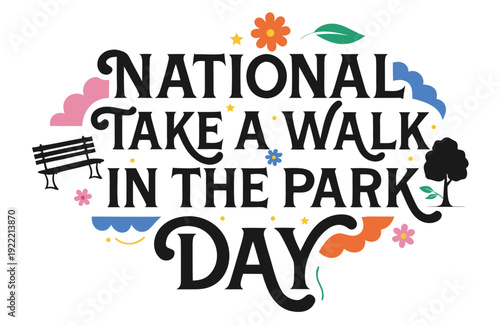 National Walk in the Park Day Vector, Healthy Lifestyle and Nature Concept
