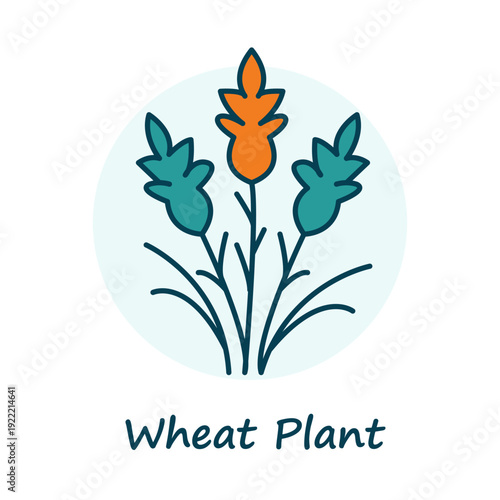Wheat Plant Outline Icon – Organic Agriculture Line Vector