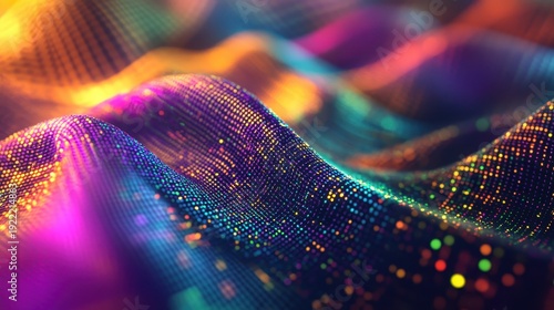 Vibrant abstract digital network with dynamic lighting and close-up focus, representing secure data flow.