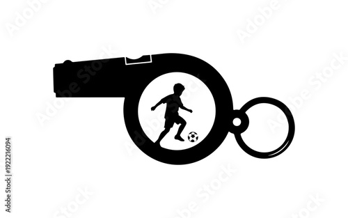 Vector soccer player whistle keychain icon