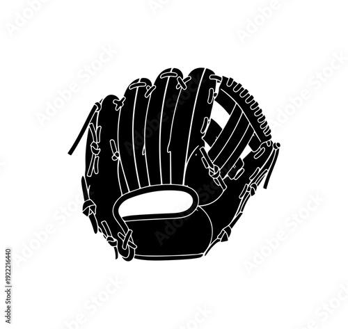 Black baseball glove illustration for sports design
