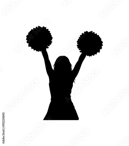 Black silhouette of a cheerleader with pom-poms vector
