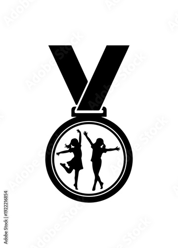 Dynamic medal icon with silhouetted dancing figures inside
