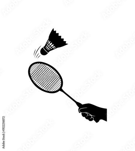 Badminton Racket Hitting Shuttlecock