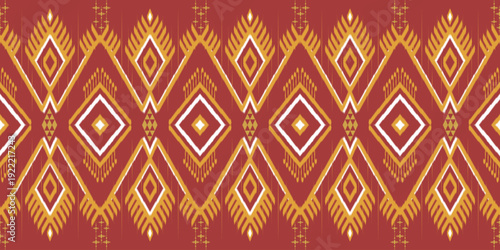 Hand drawn ethnic traditional ikat seamless pattern - Tribal ethnic ikat digital design in colorful colors