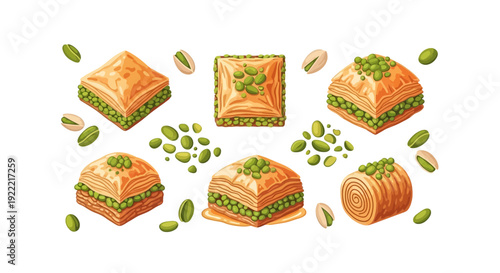 Delicious Baklava Pastries with Pistachios A Sweet Middle Eastern Treat 1.