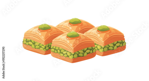 Delicious Baklava Pastries with Pistachios A Sweet Treat.