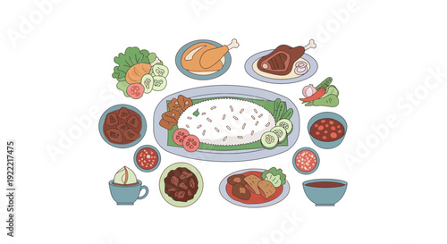 Delicious Thai Cuisine Illustration A Feast of Flavors and Colors.