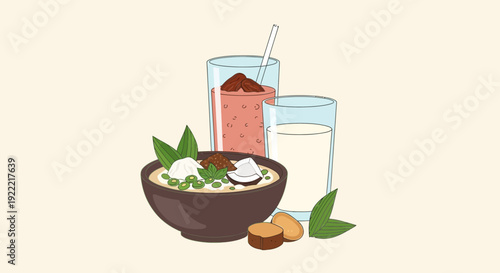 Healthy Breakfast Oatmeal Smoothie and Milk for a Nutritious Start.