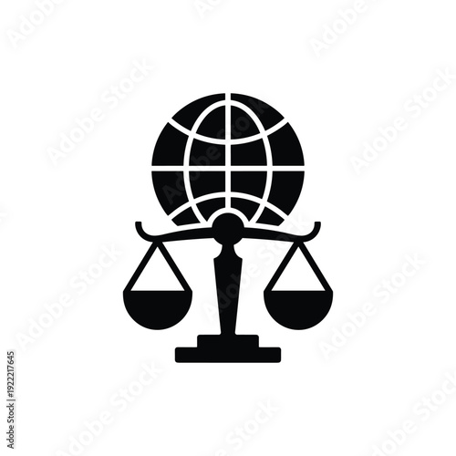Global Justice Scales Icon Symbolizing International Law and Fairness