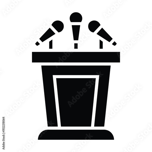 Lectern with Microphones for Presentation or Speech Public Speaking Icon