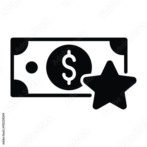 Money Banknote with Dollar Sign and Star Icon for Loyalty or Reward Program Stock Illustration
