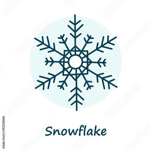 Snowflake Outline Icon – Winter Weather Line Vector Illustration