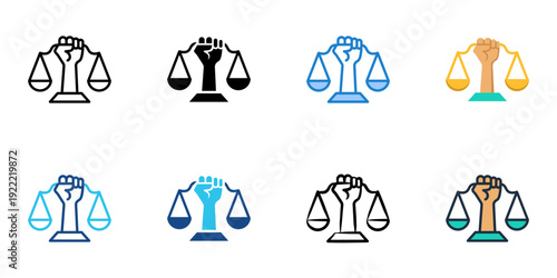 Policy Reform icons set multiple style collection. Editable stroke 

