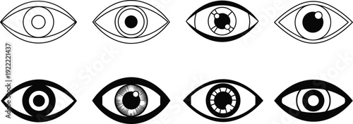 Human eye icon collection vision and sight symbols vector illustration set