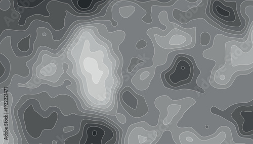 Grayscale topographic contour lines abstract background