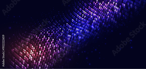 Technology futuristic digital dot glowing on dark blue background.