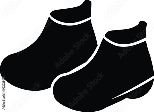 Baby booties silhouette vector art illustration and minimal black and white design