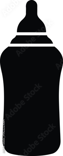 Baby bottle silhouette vector art illustration and minimal black and white design