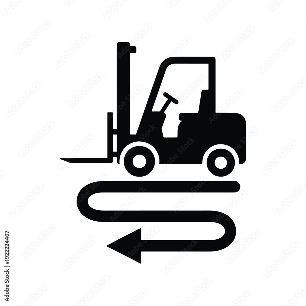 Naklejka premium Forklift Route Icon Vector – Warehouse Logistics and Material Handling Symbol