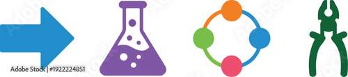 Science Project Process Outline Icons Discovery to Experimentation