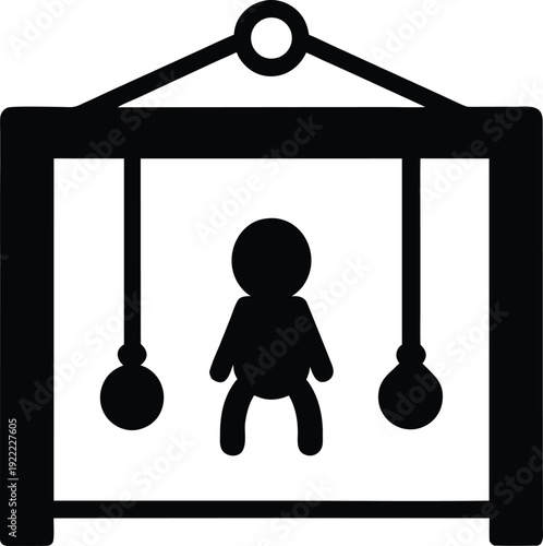Baby play gym silhouette vector art illustration and minimal black and white design
