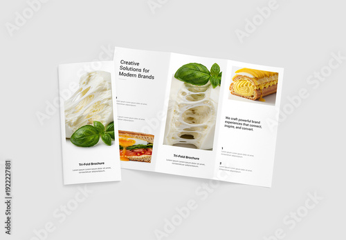 Open Closed Trifold Brochure Mockup