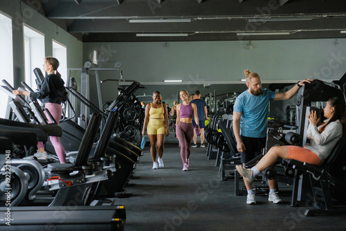 People work out at the gym