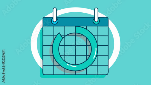 Modern calendar with clock symbol for scheduling and time management