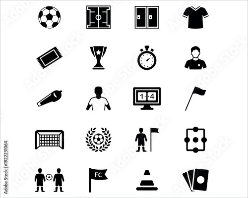 Football and Soccer Sports Icon Set for Web and Mobile App Interface Design Vector Illustration.