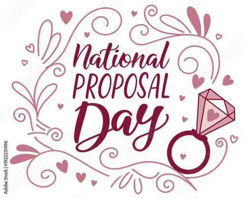 National Proposal Day Romantic Engagement Concept Vector Design