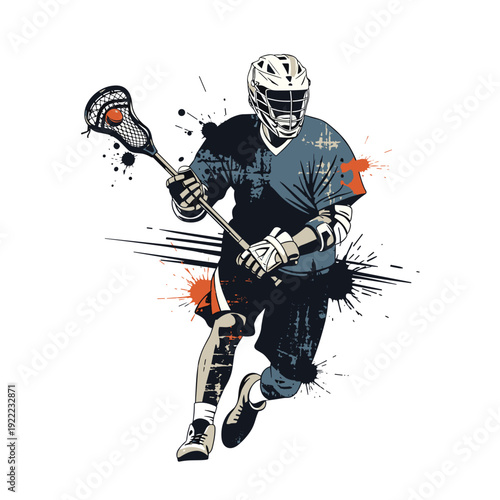 Seamless Pattern of Lacrosse Sticks and Balls
