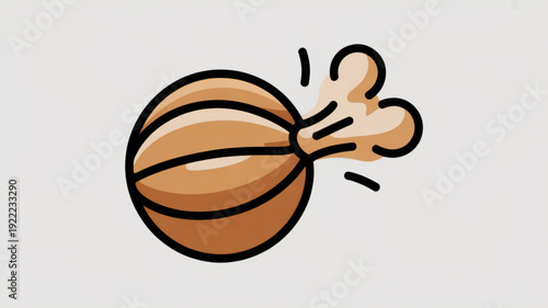 Cartoon basketball bouncing with motion lines and explosion effect dynamic sports illustration vibrant orange and white colors