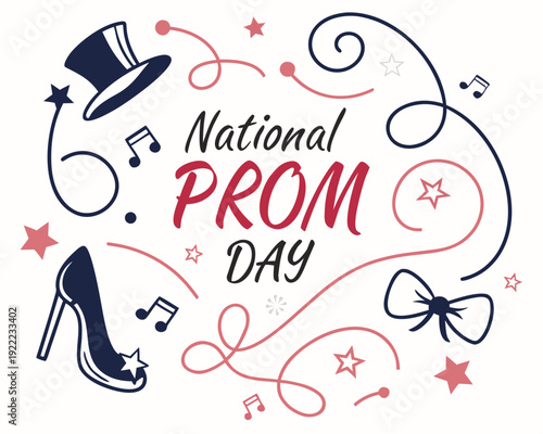 National Prom Day Typography Vector, Teen Celebration and Party Concept