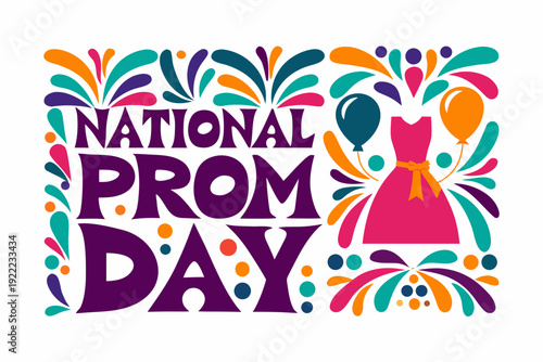 NATIONAL PROM DAY vector illustration isolated on white background
