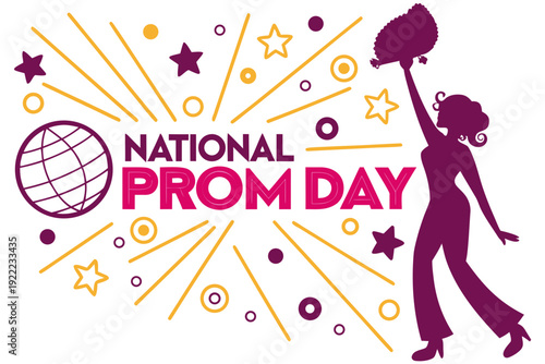 National Prom Day Typography Vector, Teen Celebration and Party Concept