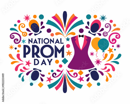 Prom Dress and Dance Night Vector Illustration, National Prom Day Design
