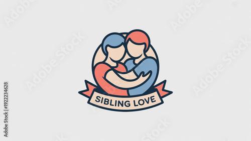 Sibling love concept with embracing children in colorful illustration