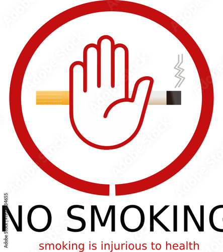 No Smoking Sign Icon with Hand Signal and Lit Cigarette Illustration