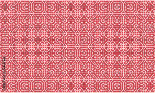 6角形を12角形で囲ったパターンの赤い格子柄