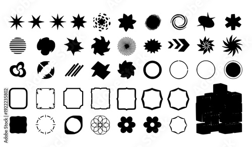 Y2K Style Simple Geometric Shapes and Frames Vector Mega Set